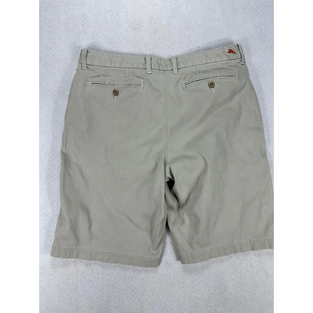 Tommy Bahama Mens Khaki Flat Front Cotton Stretch Shorts Size 36 Tan Casual